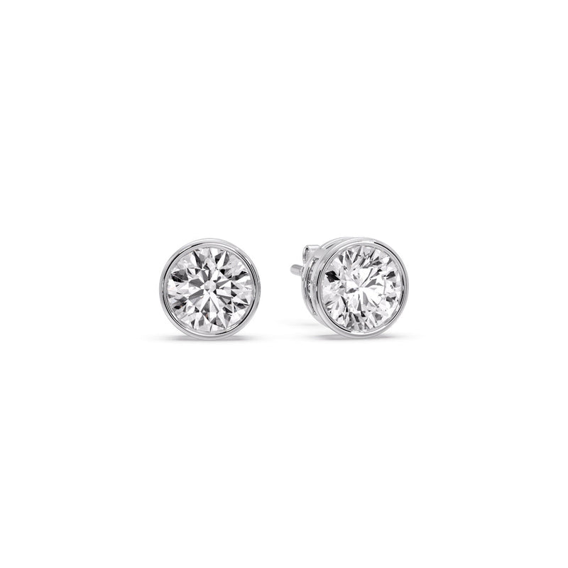 Bezel-Set Brilliant Round Diamond Solitaire Stud Earrings (1.00ct - 5.00ct)