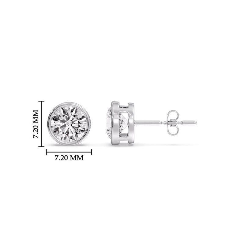 Bezel-Set Brilliant Round Diamond Solitaire Stud Earrings (1.00ct - 5.00ct)