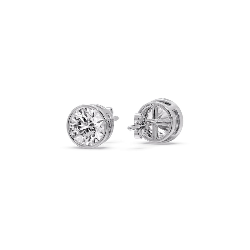 Bezel-Set Brilliant Round Diamond Solitaire Stud Earrings (1.00ct - 5.00ct)