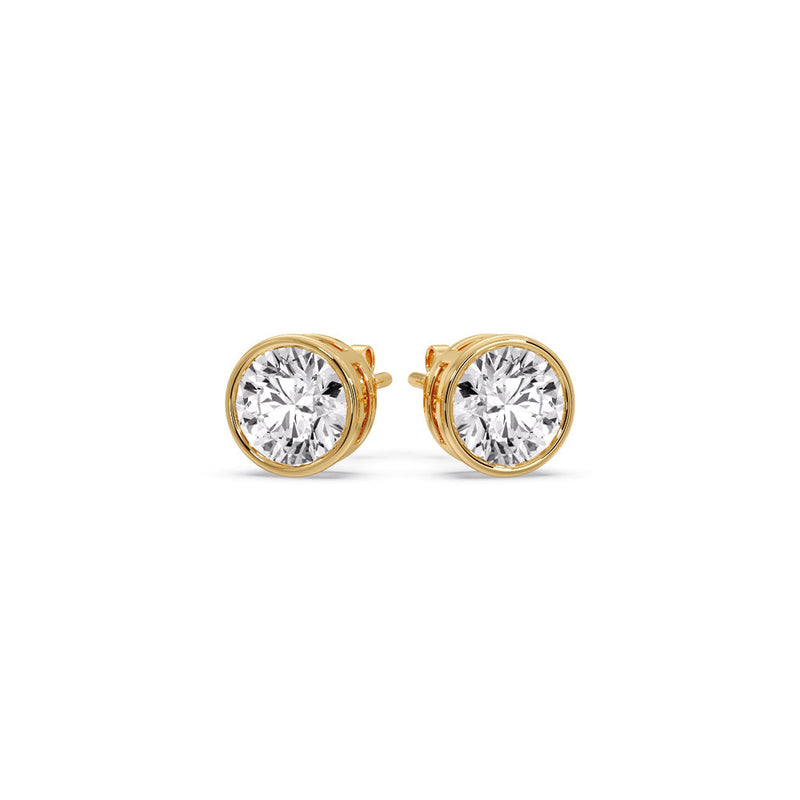 Bezel-Set Brilliant Round Diamond Solitaire Stud Earrings (1.00ct - 5.00ct)