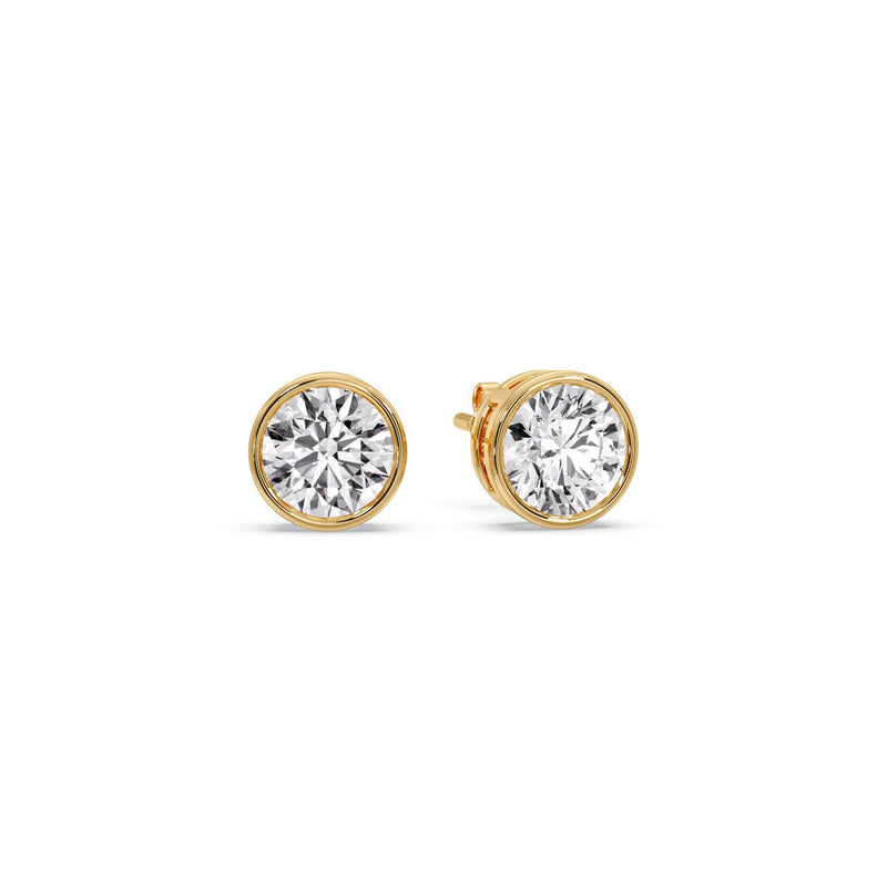 Bezel-Set Brilliant Round Diamond Solitaire Stud Earrings (1.00ct - 5.00ct)
