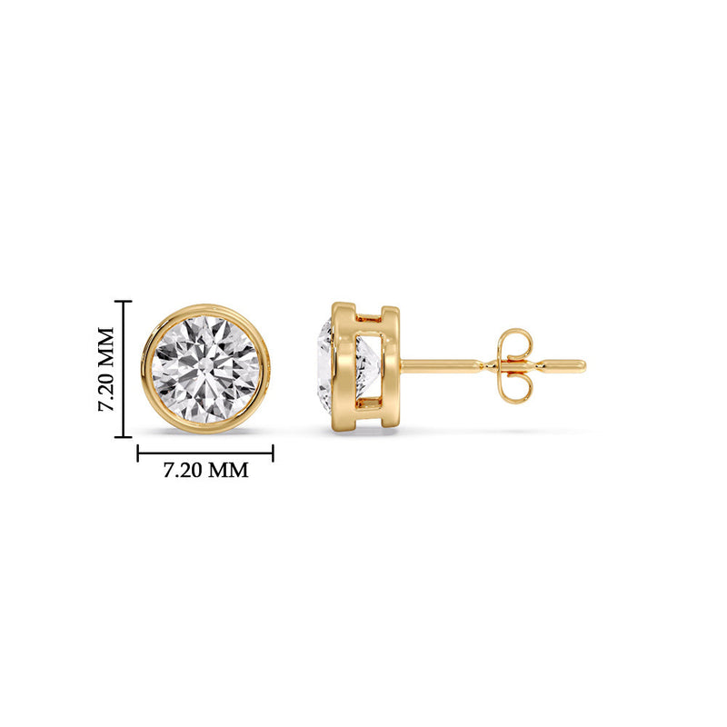 Bezel-Set Brilliant Round Diamond Solitaire Stud Earrings (1.00ct - 5.00ct)
