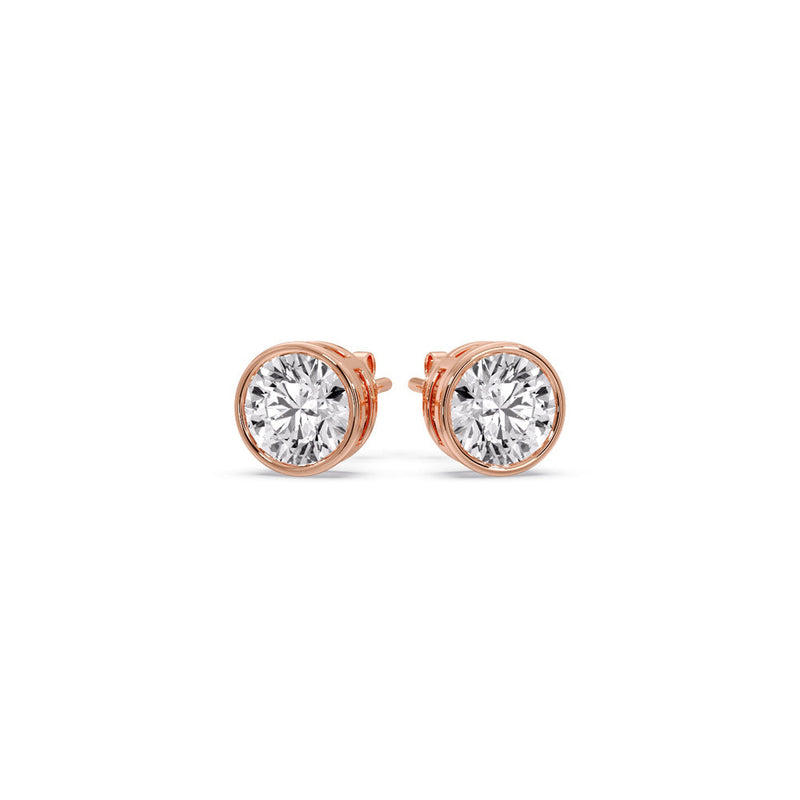 Bezel-Set Brilliant Round Diamond Solitaire Stud Earrings (1.00ct - 5.00ct)