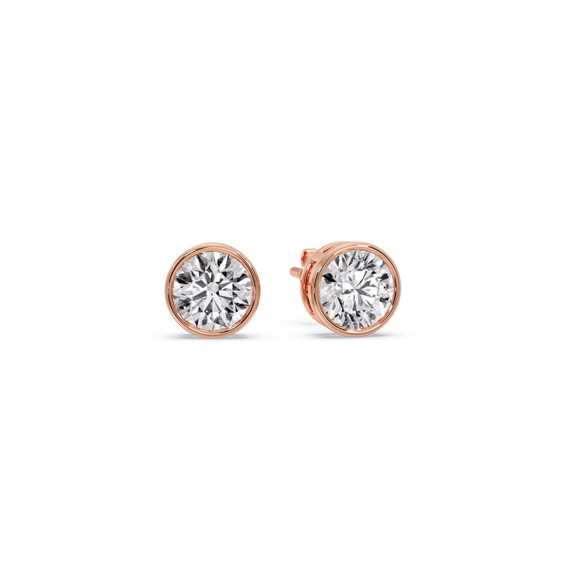 Bezel-Set Brilliant Round Diamond Solitaire Stud Earrings (1.00ct - 5.00ct)