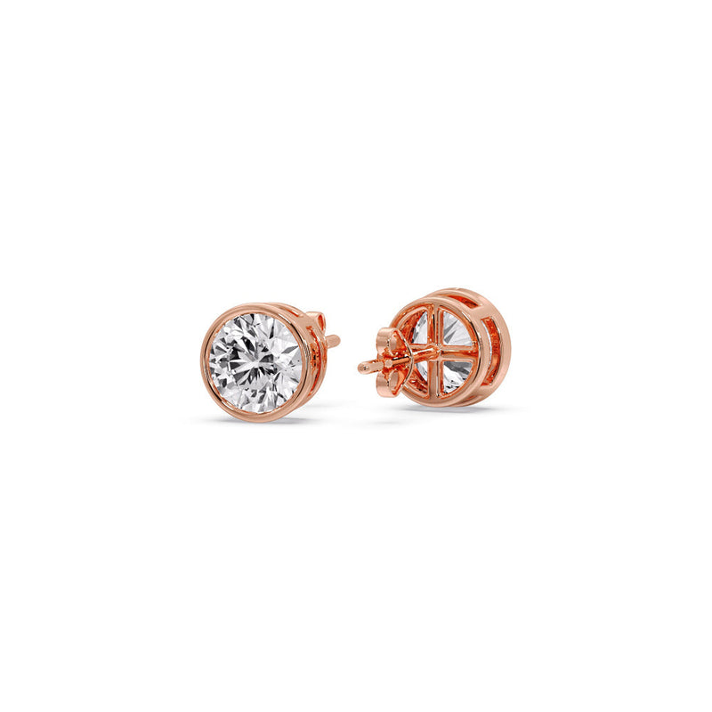 Bezel-Set Brilliant Round Diamond Solitaire Stud Earrings (1.00ct - 5.00ct)