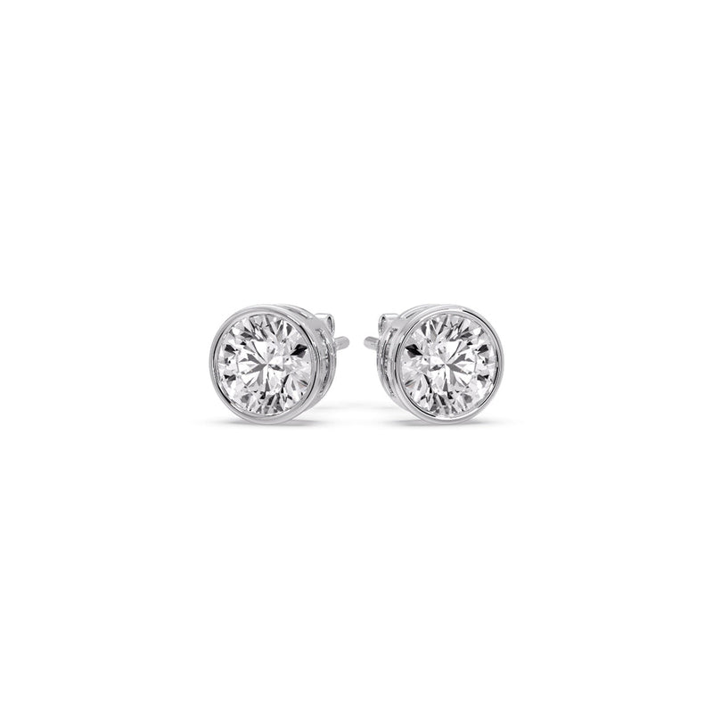 Bezel-Set Brilliant Round Diamond Solitaire Stud Earrings (1.00ct - 5.00ct)