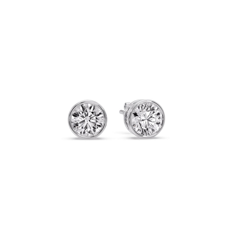 Bezel-Set Brilliant Round Diamond Solitaire Stud Earrings (1.00ct - 5.00ct)
