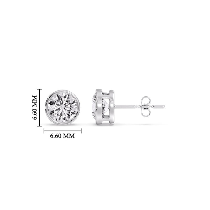 Bezel-Set Brilliant Round Diamond Solitaire Stud Earrings (1.00ct - 5.00ct)