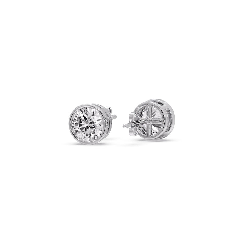 Bezel-Set Brilliant Round Diamond Solitaire Stud Earrings (1.00ct - 5.00ct)