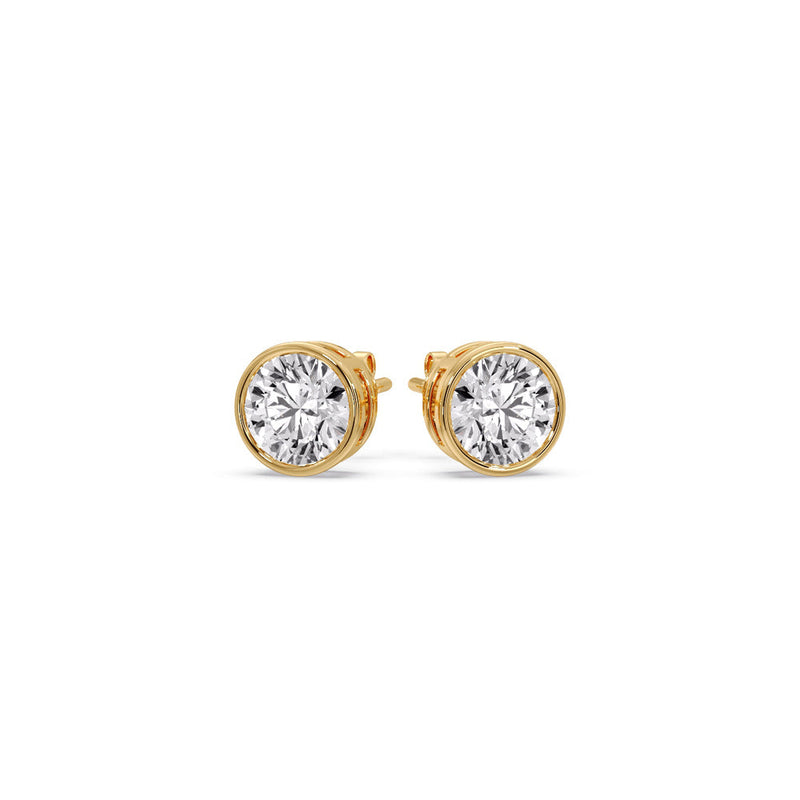 Bezel-Set Brilliant Round Diamond Solitaire Stud Earrings (1.00ct - 5.00ct)