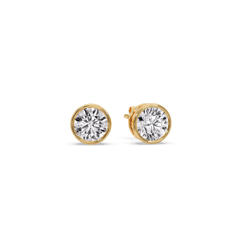 Bezel-Set Brilliant Round Diamond Solitaire Stud Earrings (1.00ct - 5.00ct)