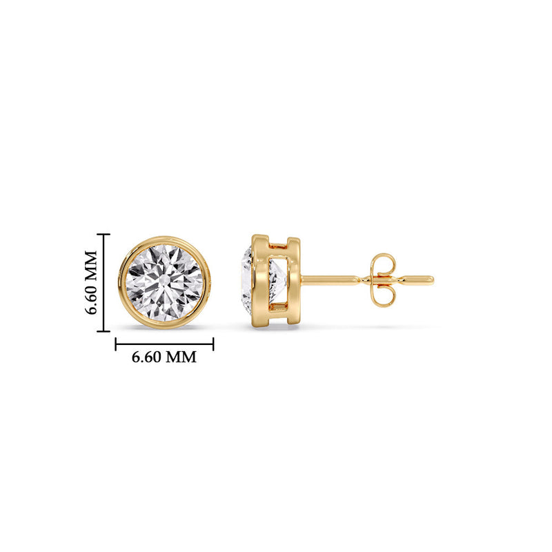 Bezel-Set Brilliant Round Diamond Solitaire Stud Earrings (1.00ct - 5.00ct)