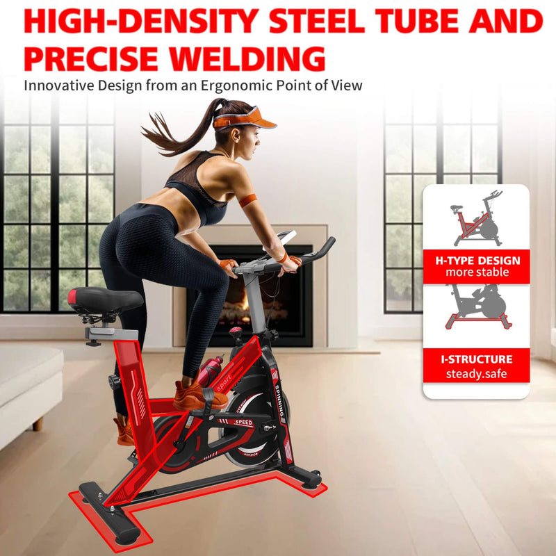 Rovix Indoor Exercise Spin Bike With Comfortable Cushioned Seat (SAK71645)