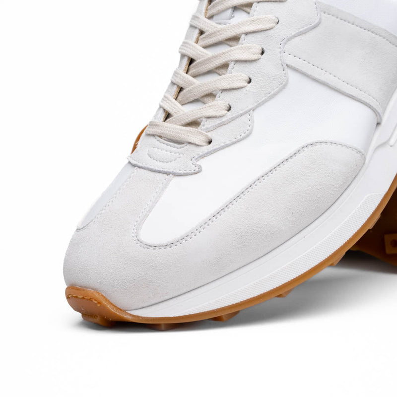 66-265-WHT ROXI Suede & Calfskin Sneaker, White