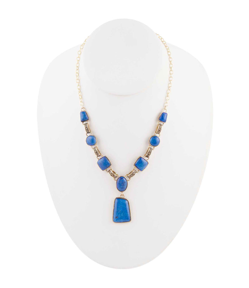 Royal Blue Lapis Golden Pendant Necklace