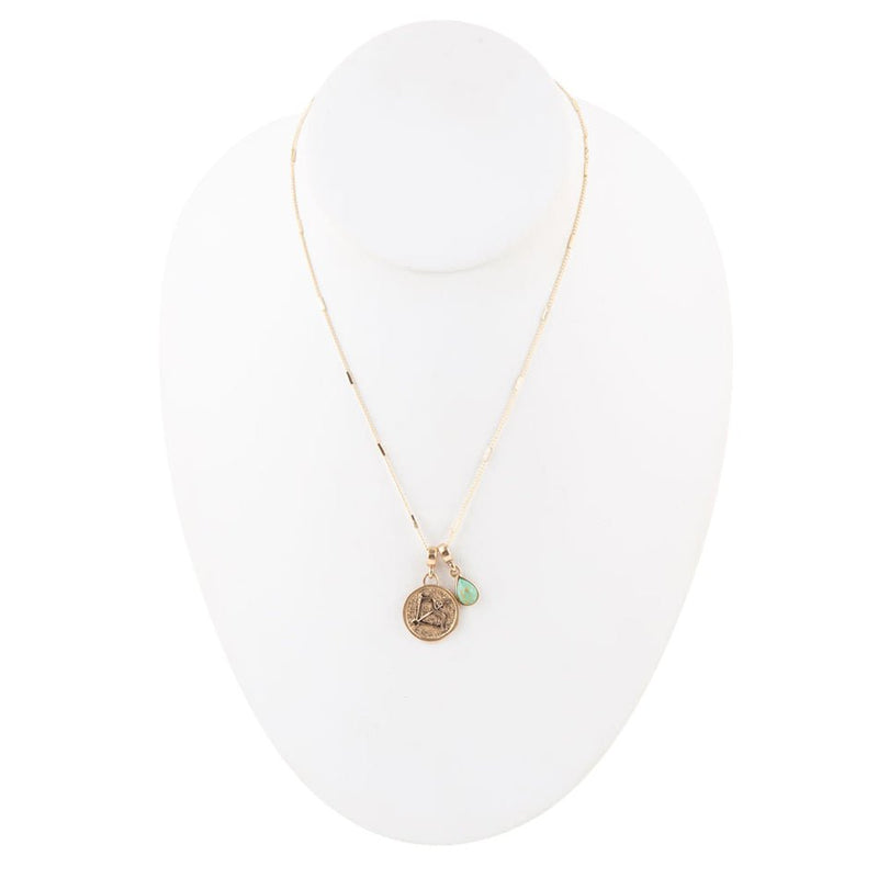 Sagittarius - Zodiac Blue Turquoise Golden Charm Necklace