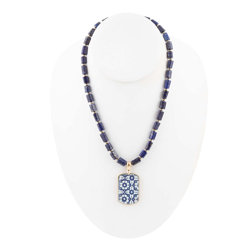Santorini Cobalt Blue Lapis Golden Necklace
