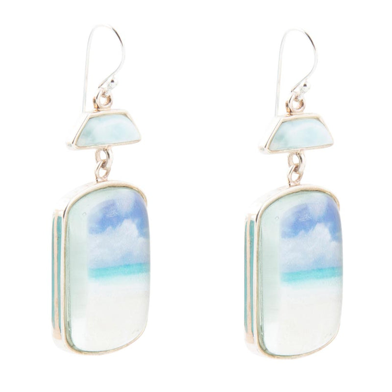 Scenic Beach Blue Larimar and Sterling Silver Drop Earrings