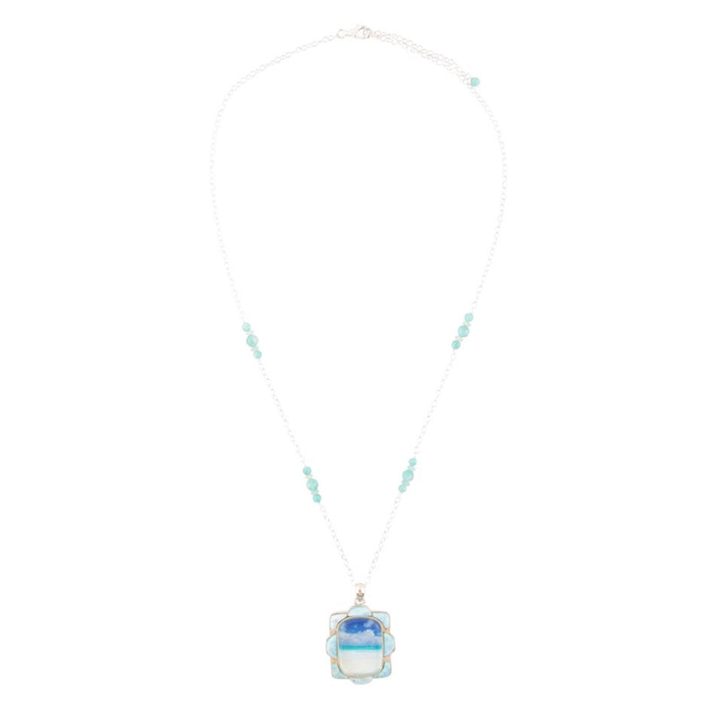 Scenic Beach Blue Larimar and Sterling Silver Pendant Necklace