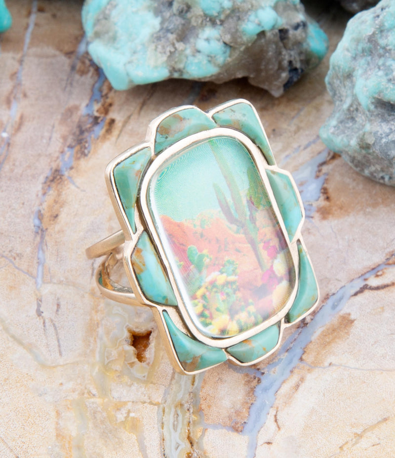 Scenic Desert Sedona Blue Turquoise Golden Ring
