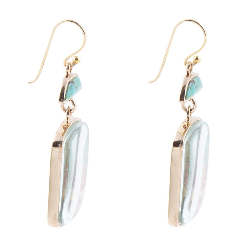 Scenic Sedona Desert Blue Turquoise Golden Drop Earrings