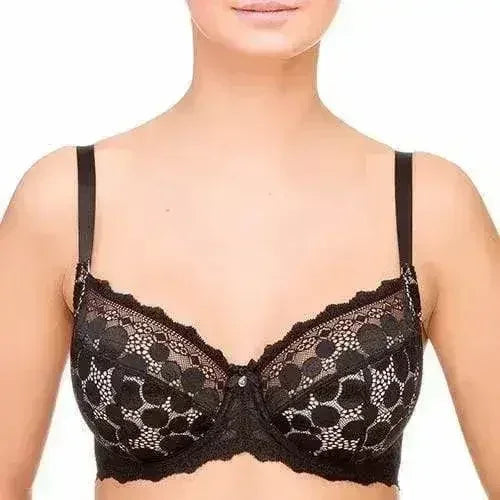 Lauma Pearly Shadow Semi Sheer Full Figure Polka Dot Lace Bra