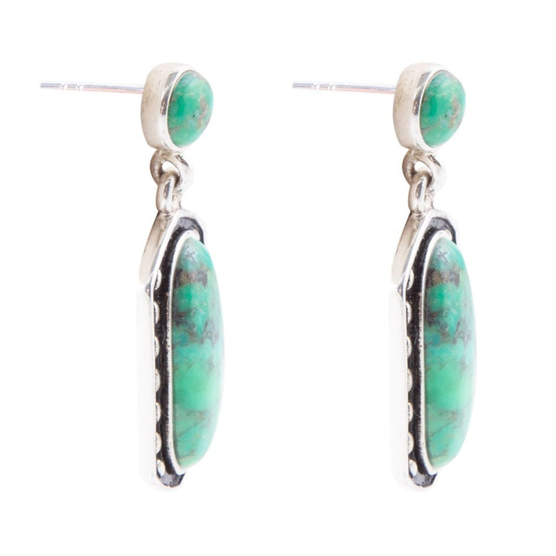 Shielded Lime Turquoise and Sterling Silver Earrings