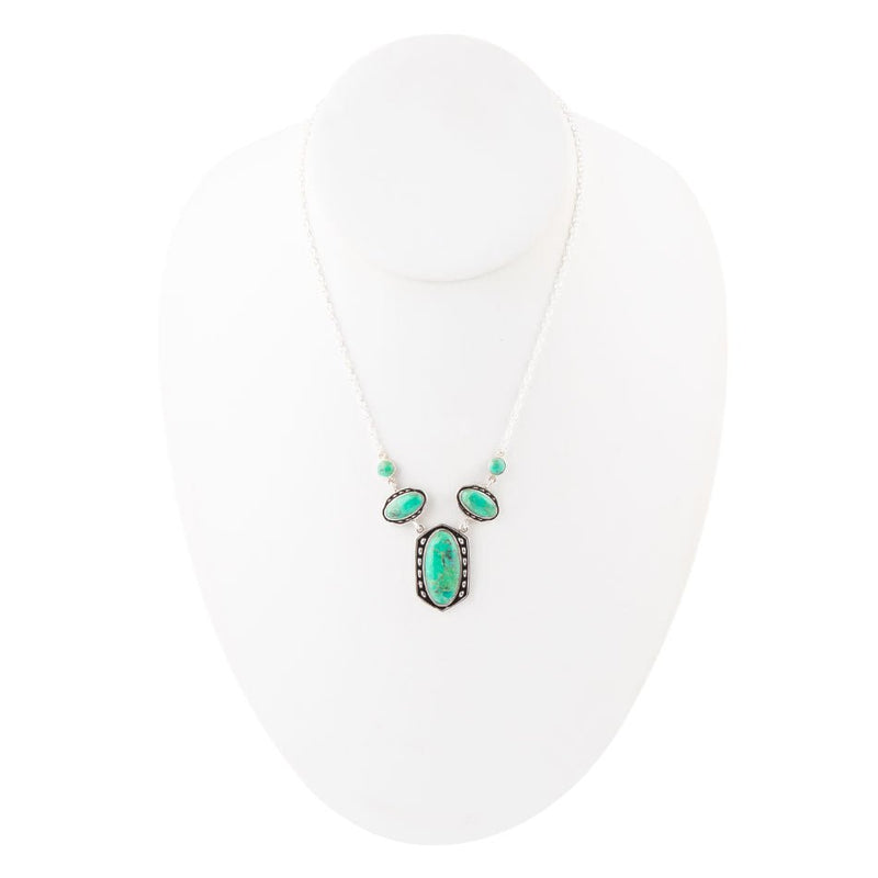 Shielded Lime Greeen Turquoise and Sterling SIlver Necklace