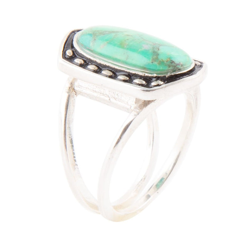 Shielded Lime Green Turquoise and Sterling Silver Ring