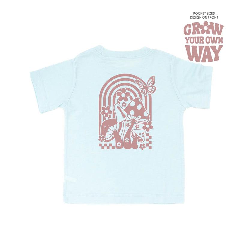 Grow Your Own Way (Pocket Front) w/ Mushrooms on Back - Child Tee