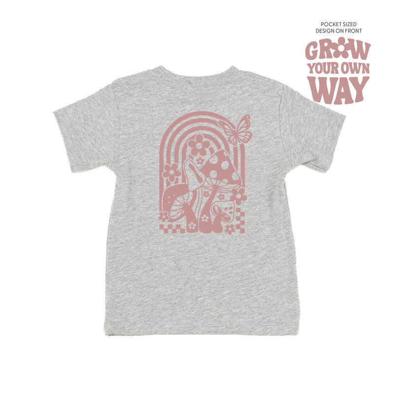 Grow Your Own Way (Pocket Front) w/ Mushrooms on Back - Child Tee