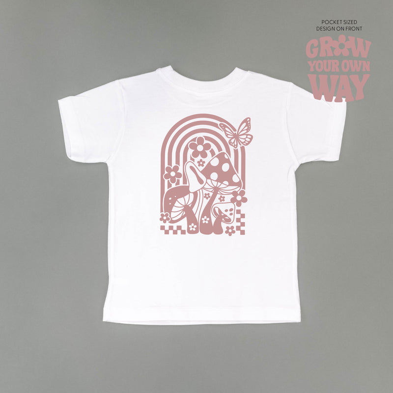 Grow Your Own Way (Pocket Front) w/ Mushrooms on Back - Child Tee