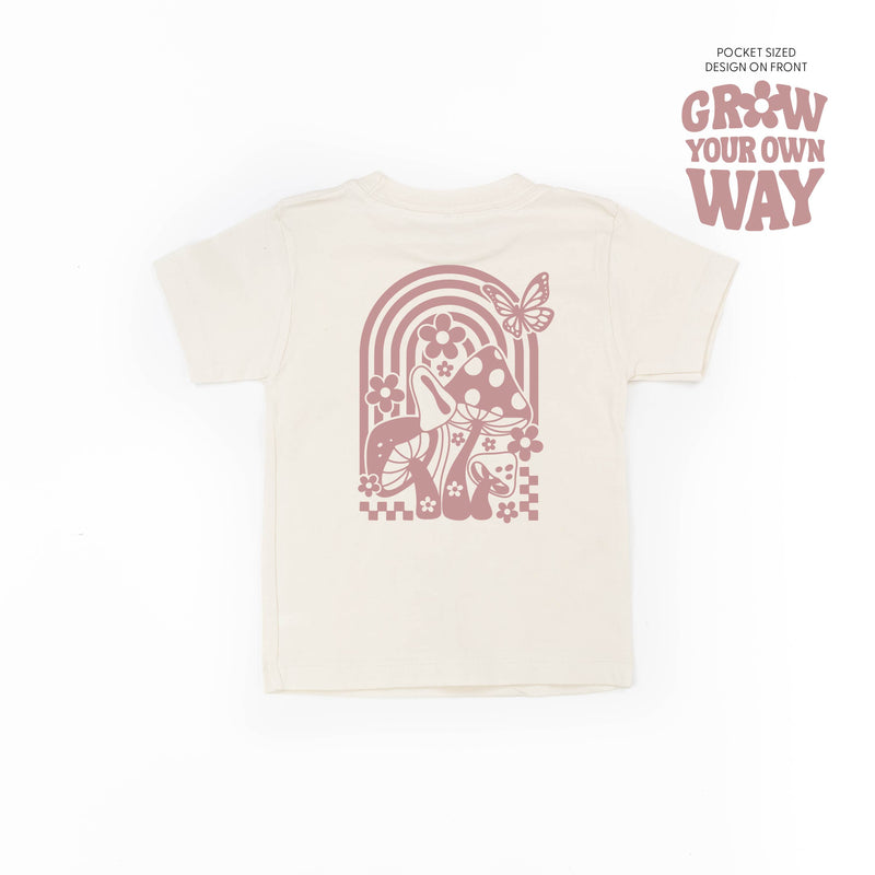 Grow Your Own Way (Pocket Front) w/ Mushrooms on Back - Child Tee