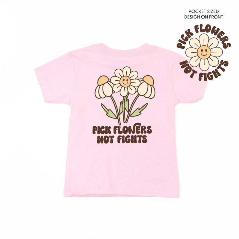 Pick Flowers Not Fights w/pocket on front - Child Tee