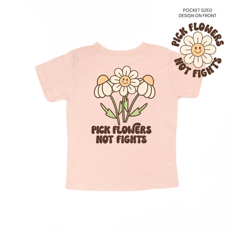 Pick Flowers Not Fights w/pocket on front - Child Tee