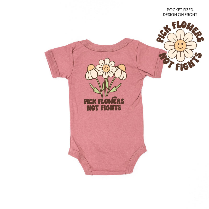 Pick Flowers Not Fights w/pocket on front - Child Tee