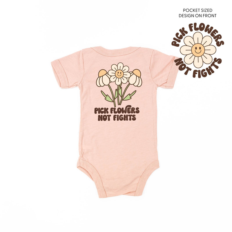Pick Flowers Not Fights w/pocket on front - Child Tee
