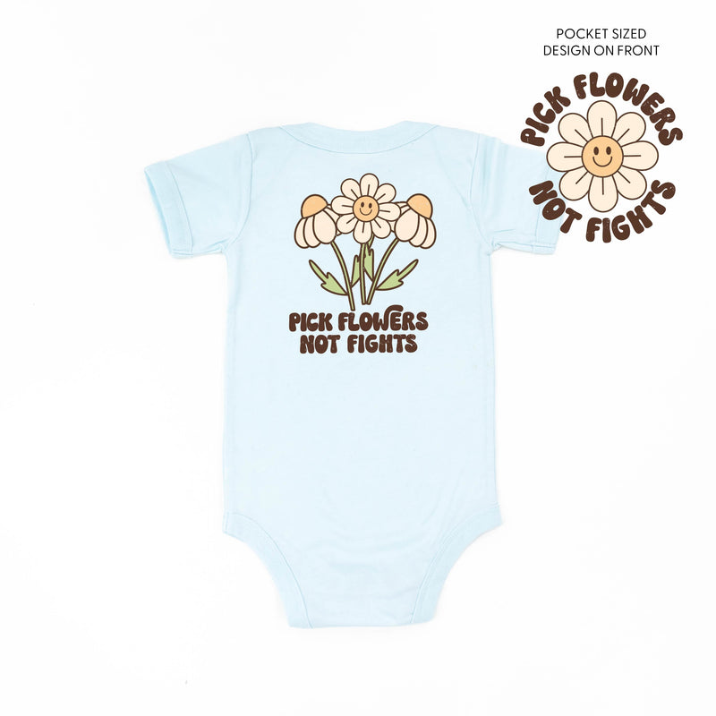 Pick Flowers Not Fights w/pocket on front - Child Tee