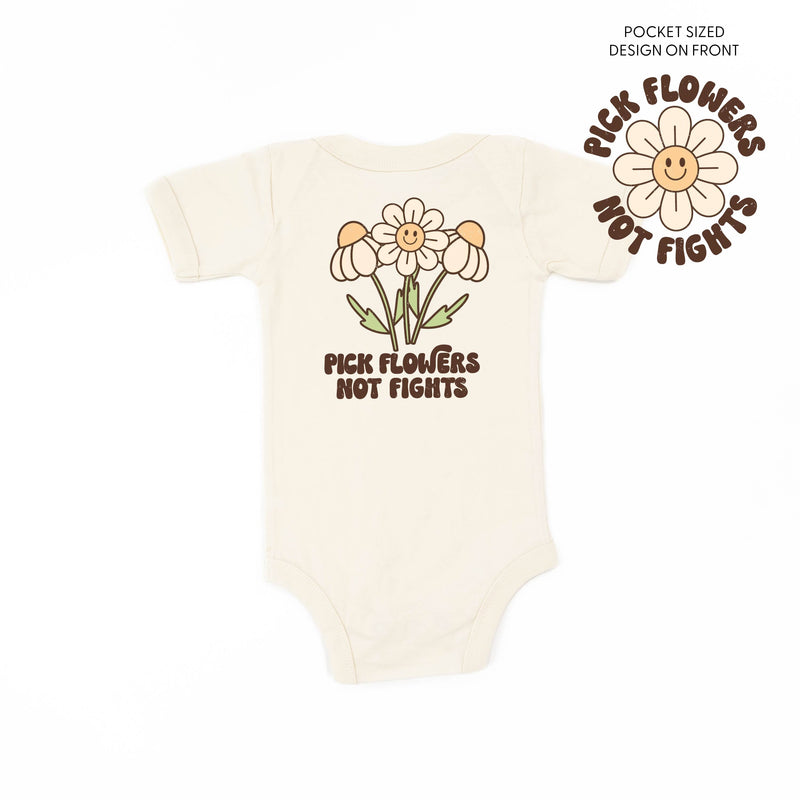 Pick Flowers Not Fights w/pocket on front - Child Tee