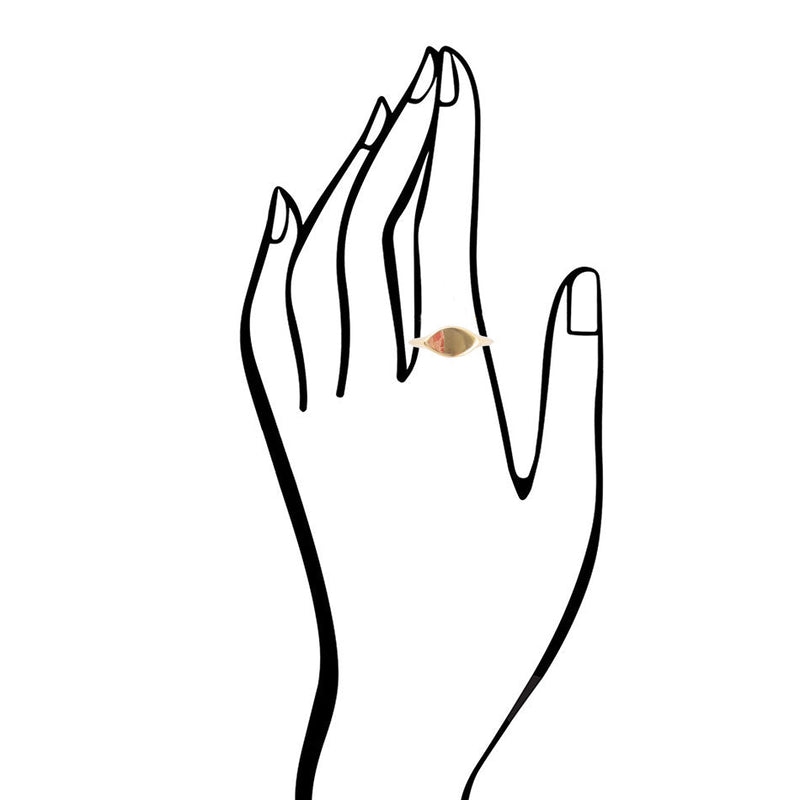 Signet Triangle Orange Sponge Coral and Golden Bronze Ring