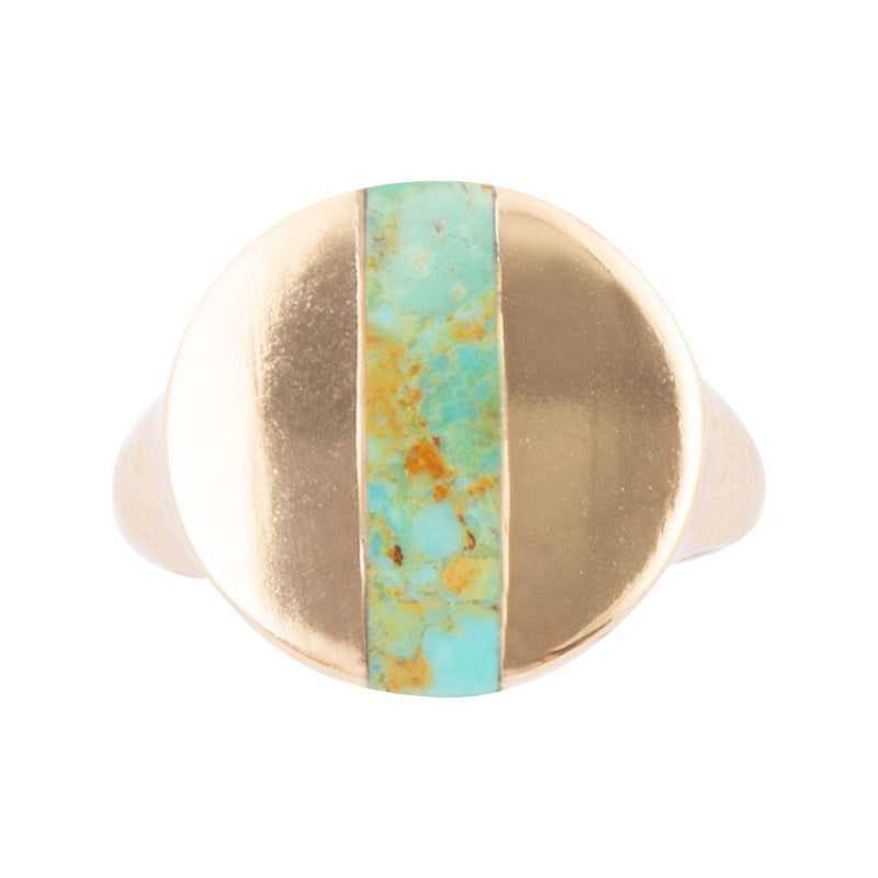 Signet Turquoise and Bronze Circle Ring