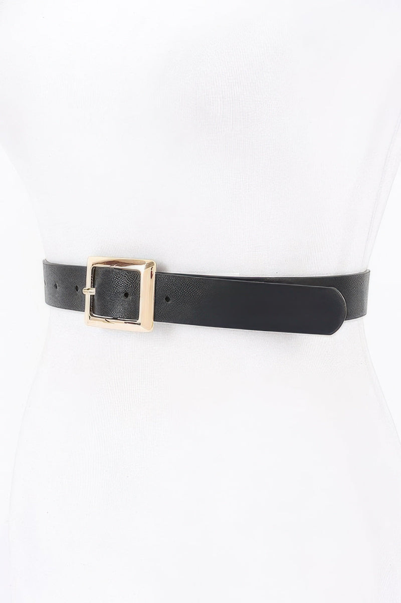 Simple Square Buckle Faux Leather Belt