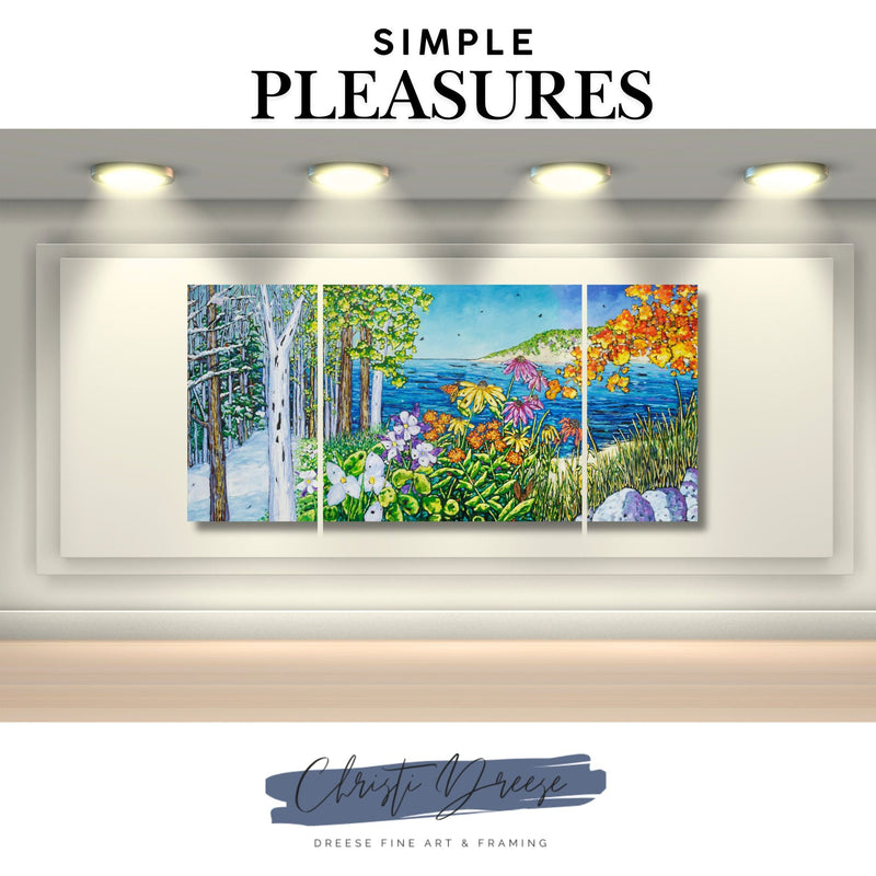 "Simple Pleasures" Four Seasons Original Oil Painting on Canvas, Artist Christi Dreese