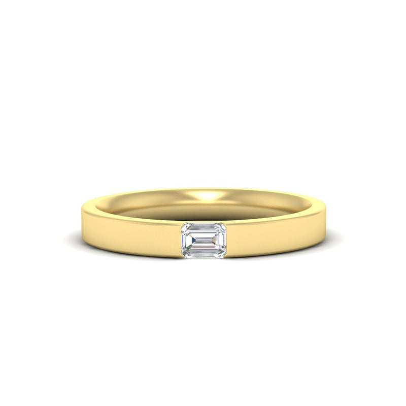 Single Emerald Mens Wedding Band
