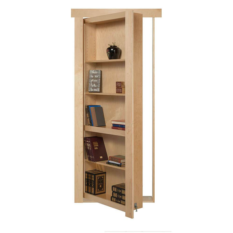 Single Flush Mount Maple Hidden Bookcase Door