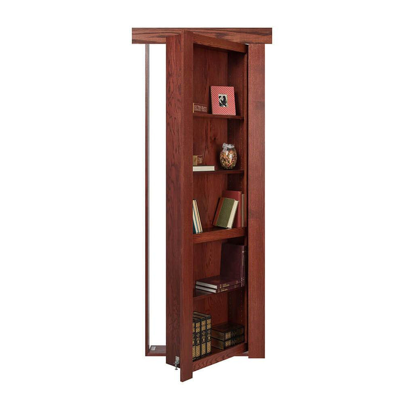 Single Flush Mount Oak Hidden Bookcase Door
