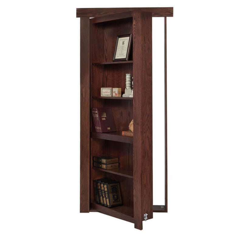 Single Flush Mount Oak Hidden Bookcase Door