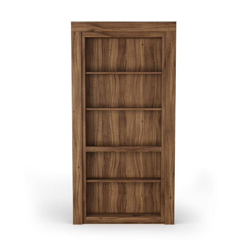 Single Flush Mount Walnut Hidden Bookcase Door