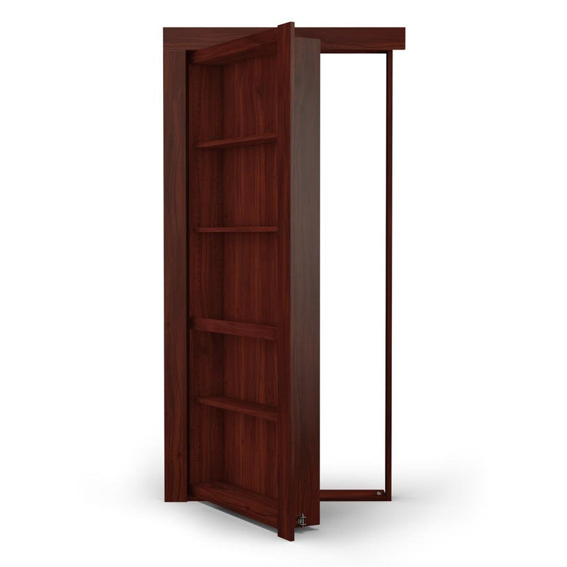 Single Flush Mount Walnut Hidden Bookcase Door