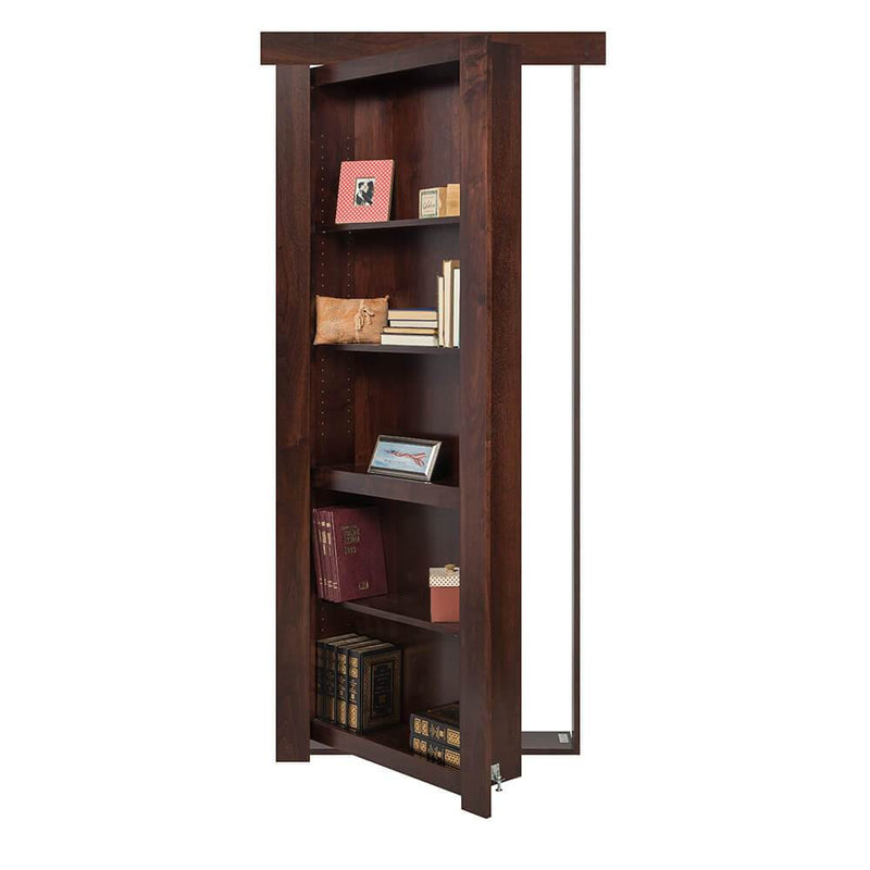 Single Flush Mount Walnut Hidden Bookcase Door